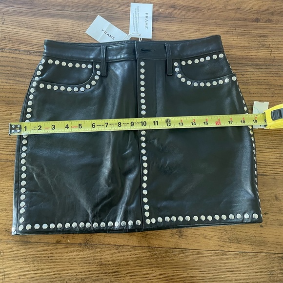 Frame studded black leather mini skirt Size 27 - Picture 7 of 10